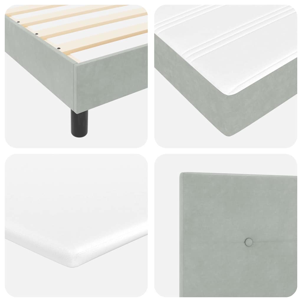 Box Spring Seng Med Madras Lysegrå 90 X 200 Cm Fløjl - Billede 11
