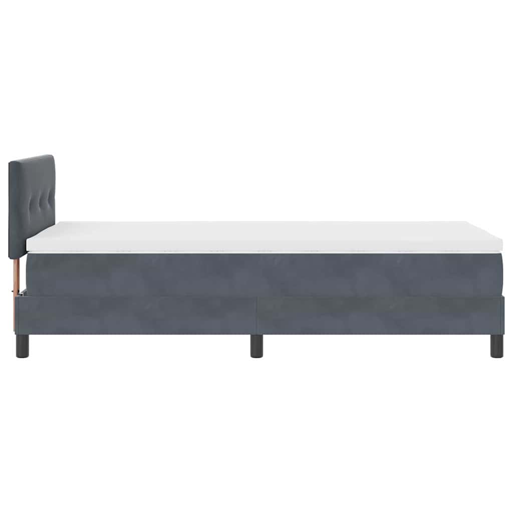 Box Spring Seng Med Madras Mørkegrå 90 X 200 Cm Fløjl - Billede 9