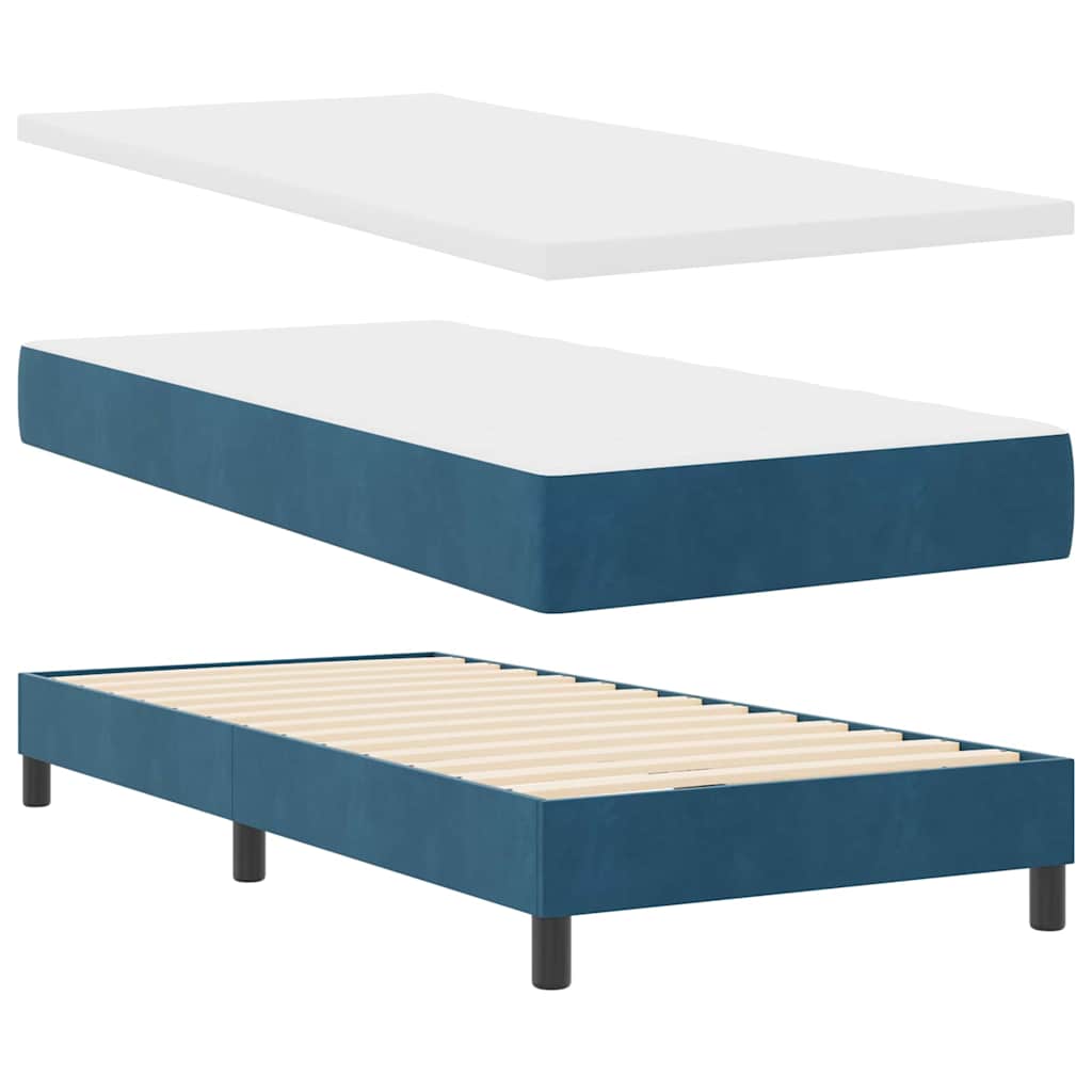 Box Spring Seng Med Hovedgærde Mørkeblå 100 X 200 Cm Fløjl - Billede 6