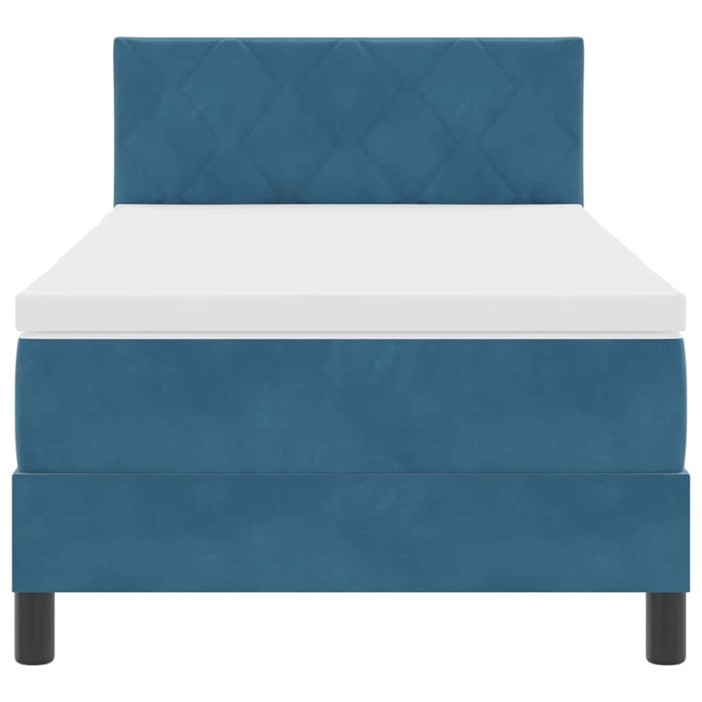 Box Spring Seng Med Hovedgærde Mørkeblå 100 X 200 Cm Fløjl - Billede 8