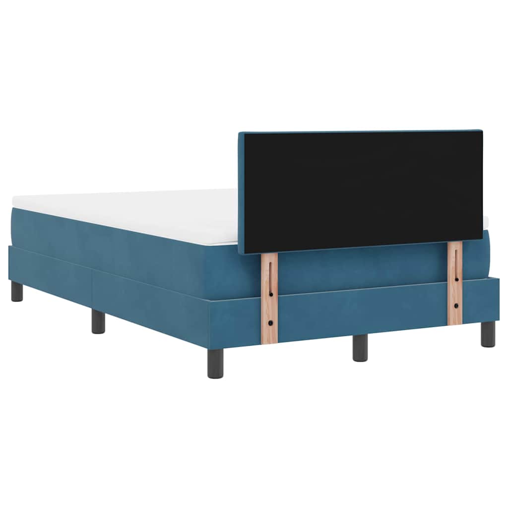 Box Spring Seng Med Hovedgærde Mørkeblå 120 X 190 Cm Fløjl - Billede 10