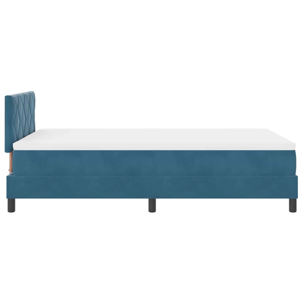 Box Spring Seng Med Hovedgærde Mørkeblå 120 X 190 Cm Fløjl - Billede 9