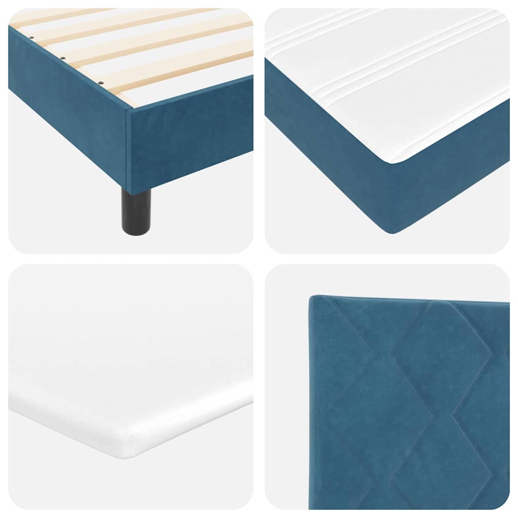 Box Spring Seng Med Hovedgærde Mørkeblå 120 X 200 Cm Fløjl - Billede 10