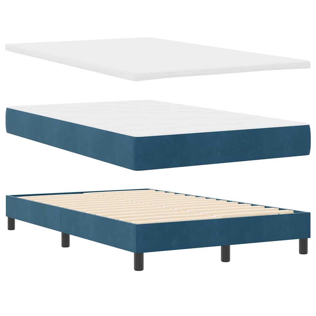 Box Spring Seng Med Hovedgærde Mørkeblå 120 X 200 Cm Fløjl - Billede 2
