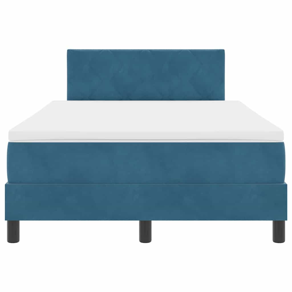 Box Spring Seng Med Hovedgærde Mørkeblå 120 X 200 Cm Fløjl - Billede 7