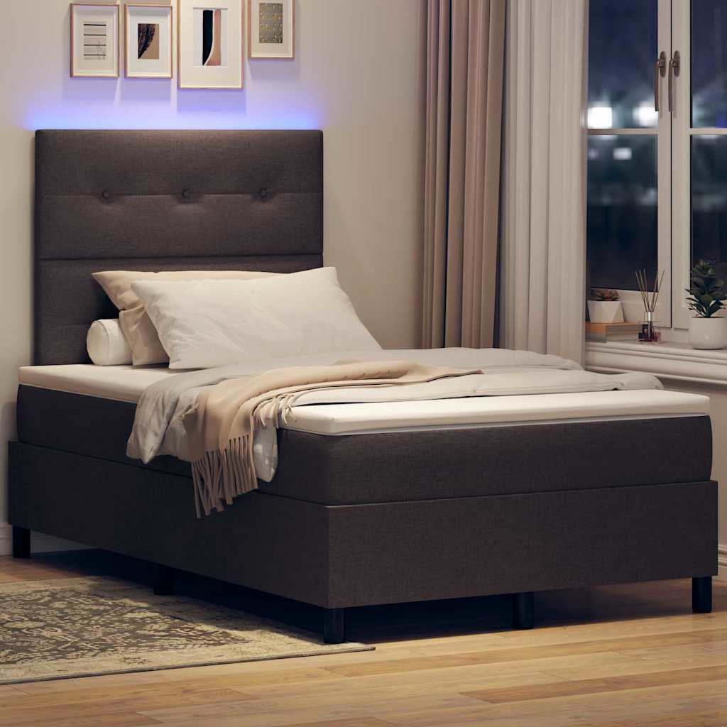 Box Spring Seng Med Madras Mørkebrun 120 X 190 Cm Stof - Billede 5