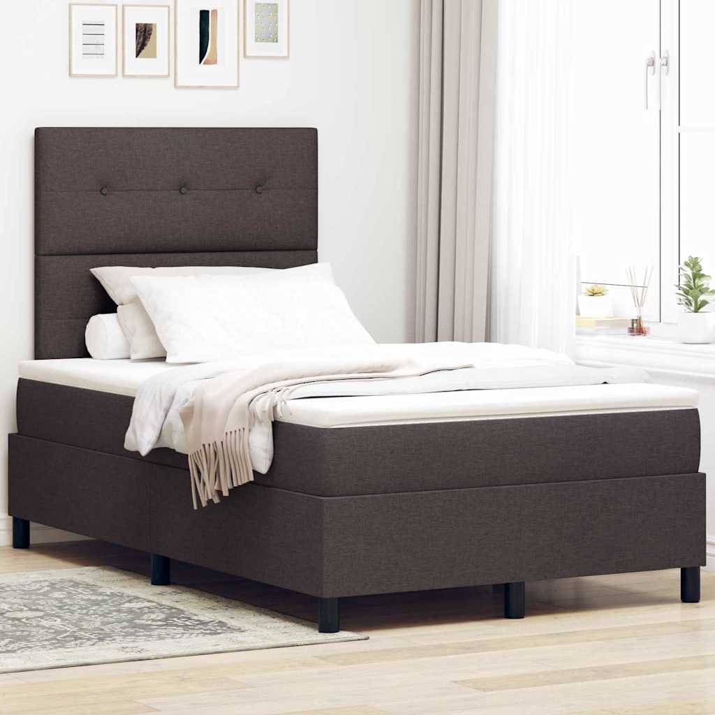 Box Spring Seng Med Madras Mørkebrun 120 X 190 Cm Stof - Hovedbillede