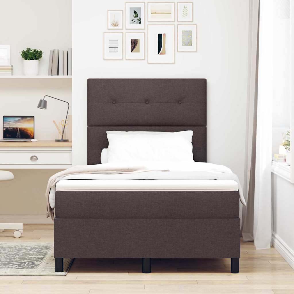Box Spring Seng Med Madras Mørkebrun 120 X 190 Cm Stof - Billede 4