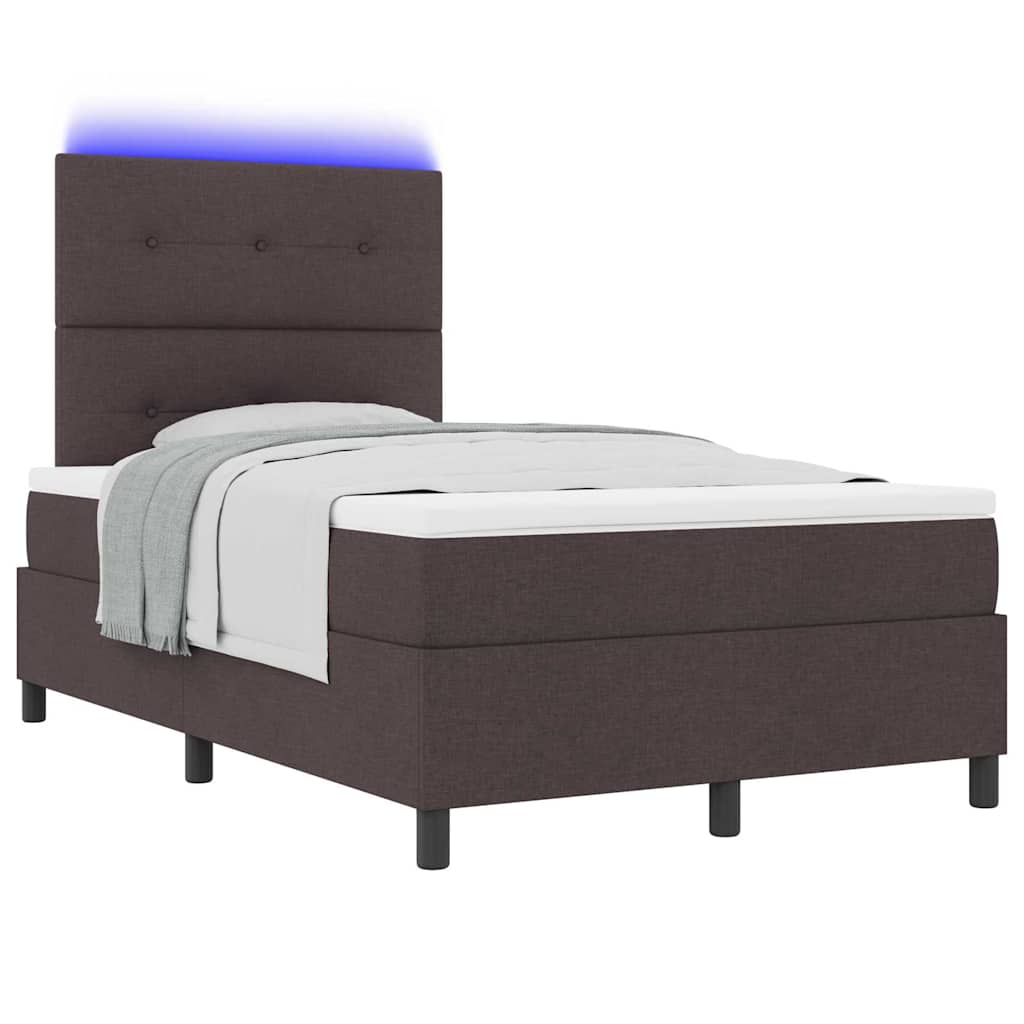 Box Spring Seng Med Madras Mørkebrun 120 X 190 Cm Stof - Billede 3