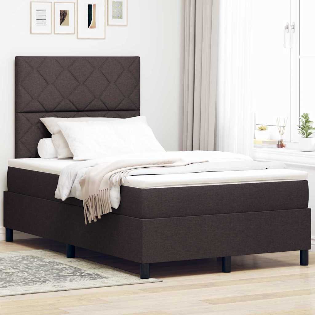 Box Spring Seng Med Madras Mørkebrun 120 X 190 Cm Stof - Hovedbillede