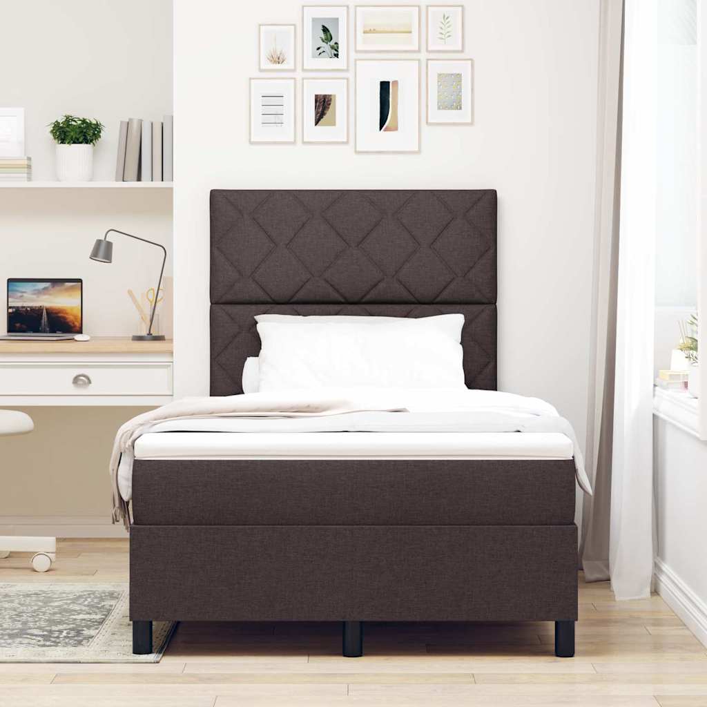 Box Spring Seng Med Madras Mørkebrun 120 X 190 Cm Stof - Billede 4