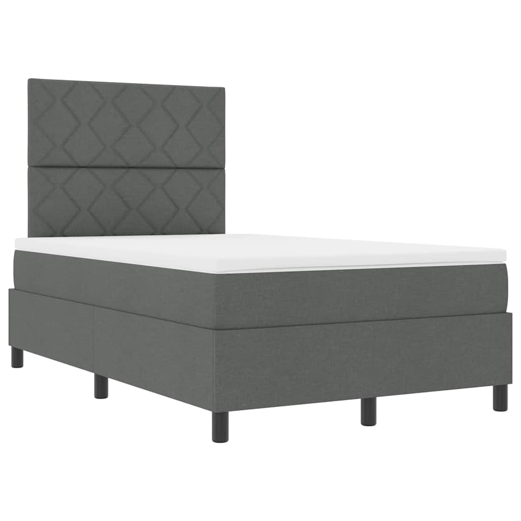 Box Spring Seng Med Madras Mørkegrå 120 X 200 Cm Stof - Billede 6