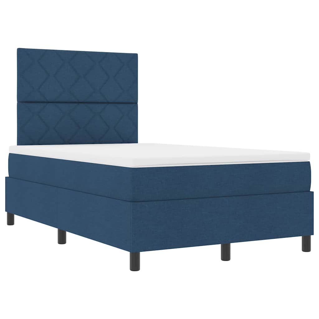 Box Spring Seng Med Madras Med Hovedgærde Blå 120 X 200 Cm Stof - Billede 6