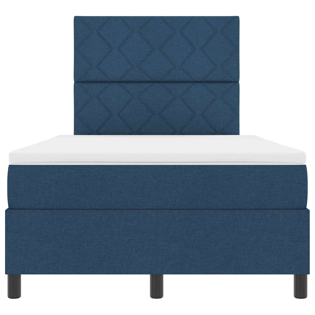 Box Spring Seng Med Madras Med Hovedgærde Blå 120 X 200 Cm Stof - Billede 8