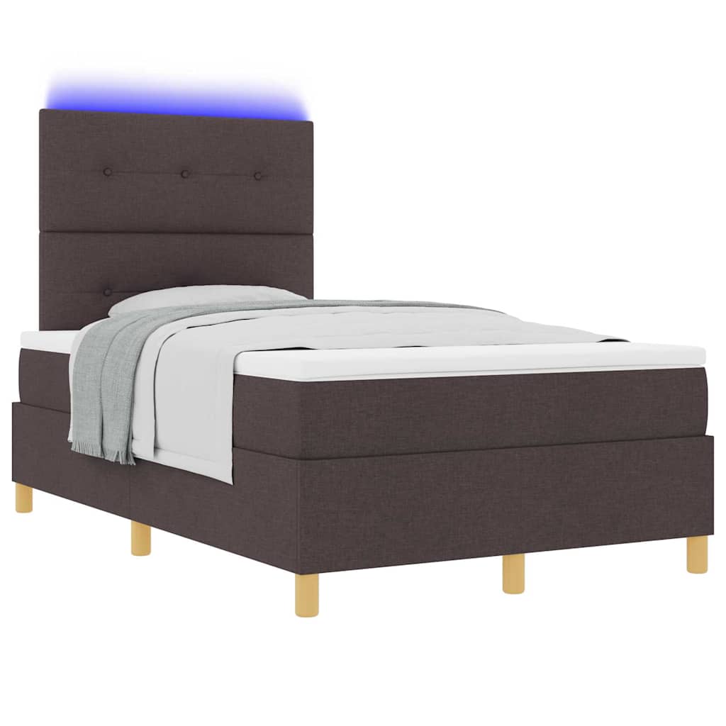 Box Spring Seng Med Madras Mørk Brun 120 X 190 Cm Stof - Billede 3