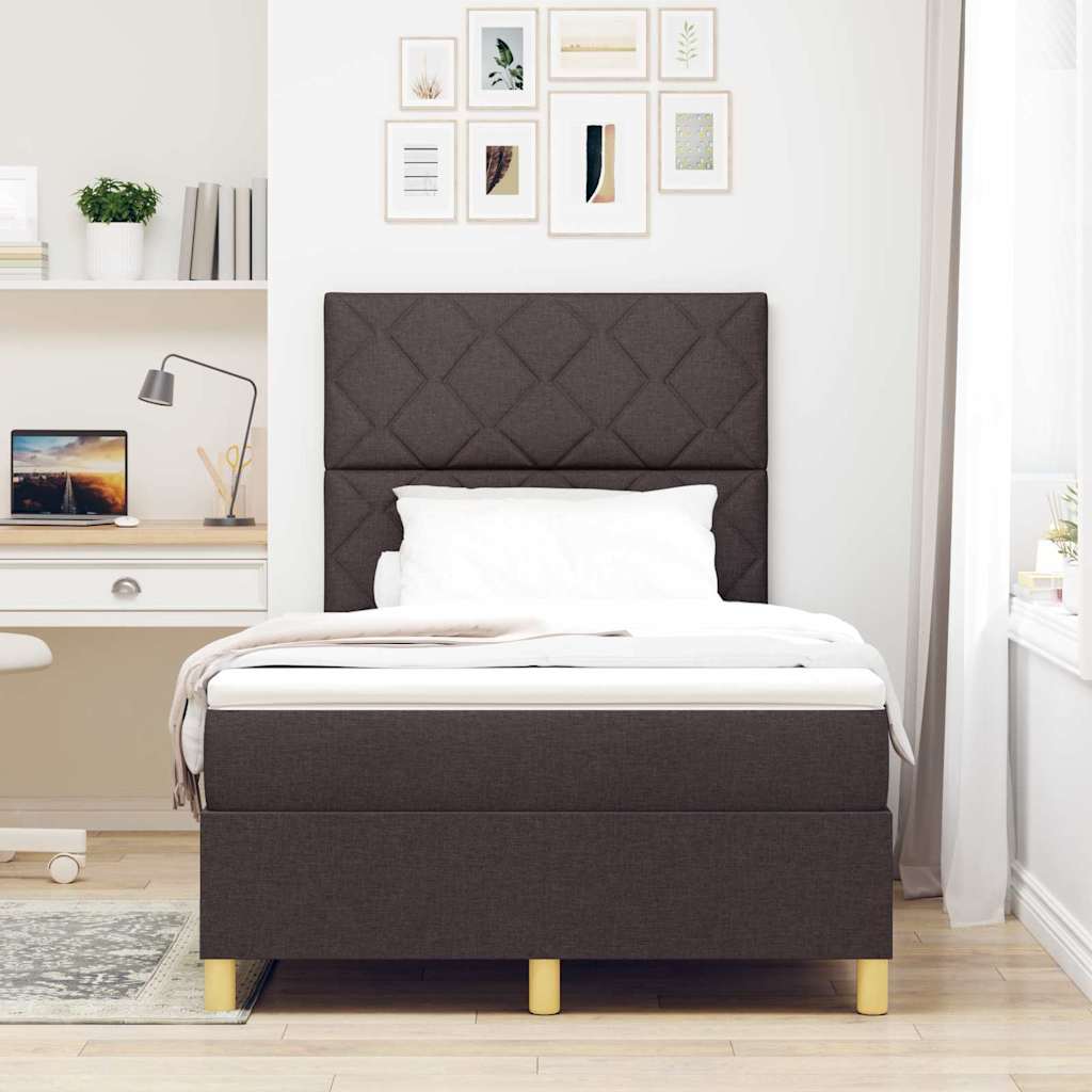 Box Spring Seng Med Madras Mørkebrun 120 X 190 Cm Stof - Billede 4