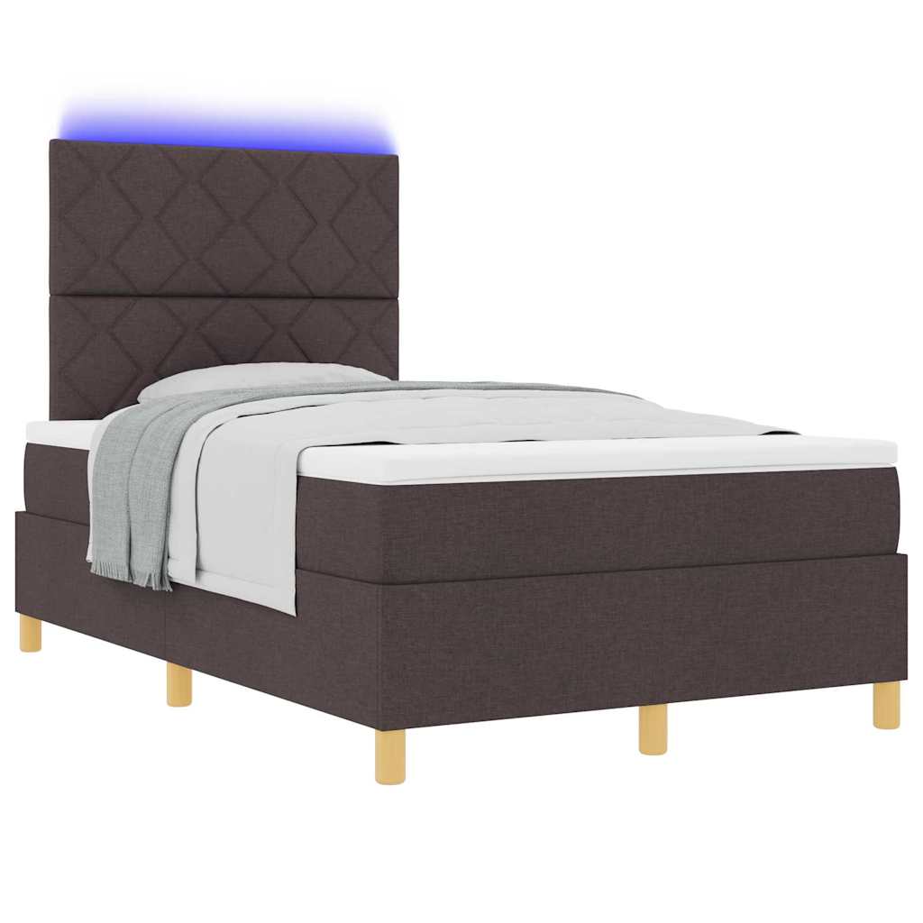 Box Spring Seng Med Madras Mørkebrun 120 X 190 Cm Stof - Billede 3