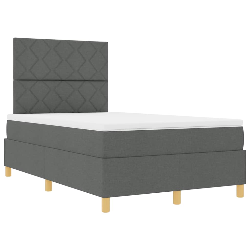 Box Spring Seng Med Madras Mørkegrå 120 X 200 Cm Stof - Billede 6
