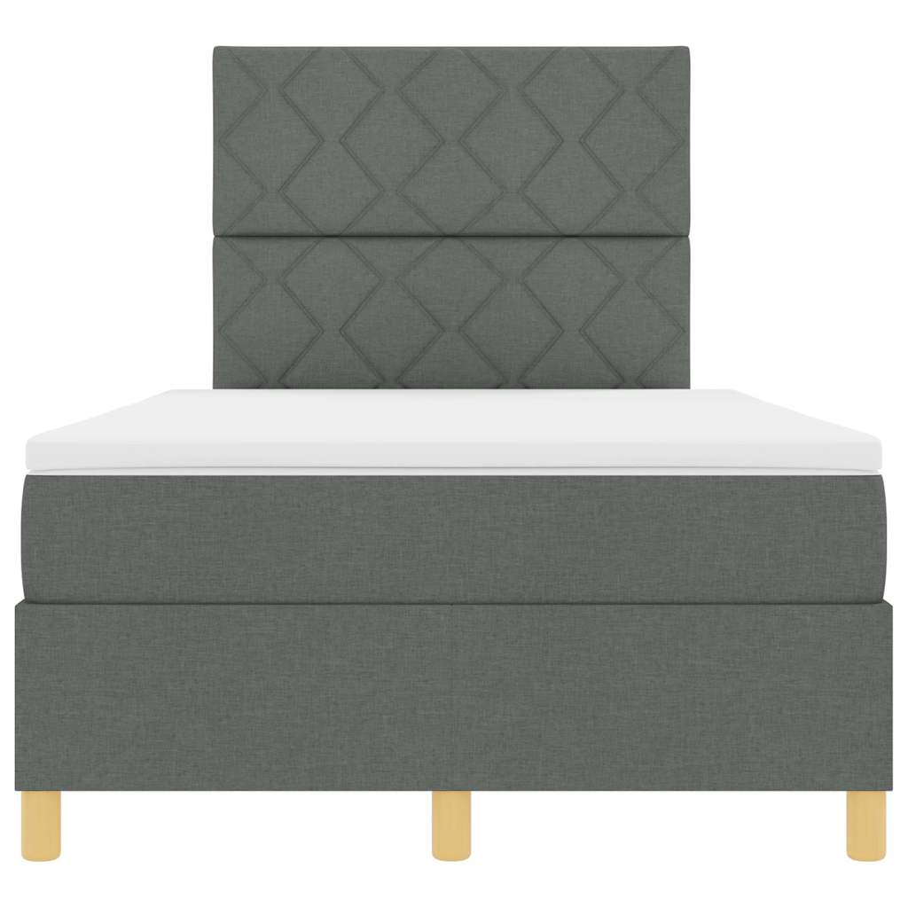 Box Spring Seng Med Madras Mørkegrå 120 X 200 Cm Stof - Billede 8