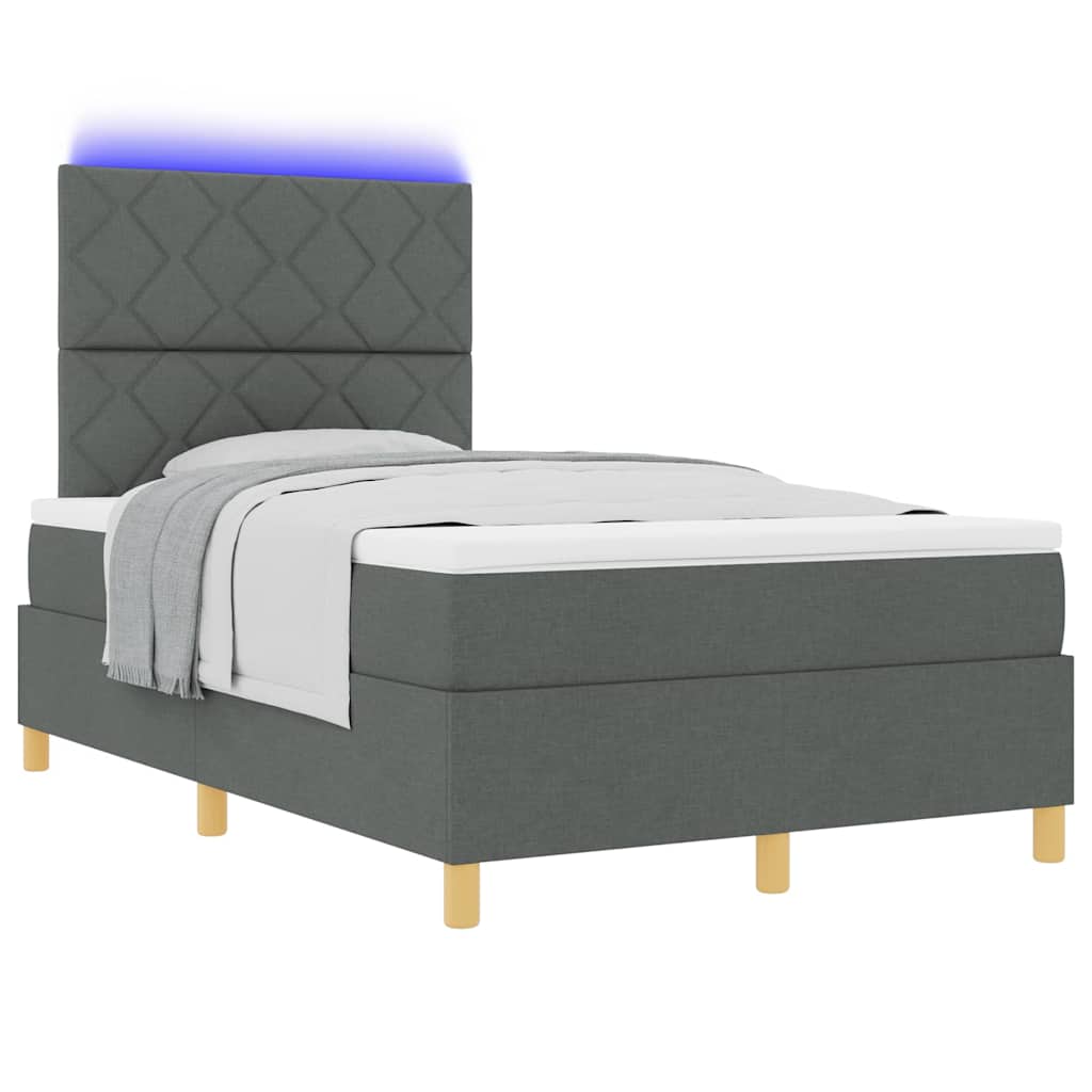 Box Spring Seng Med Madras Mørkegrå 120 X 200 Cm Stof - Billede 3