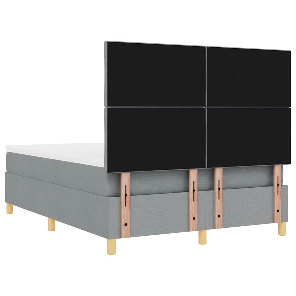 Box Spring Seng Med Madras Lysegrå 140 X 200 Cm Stof - Billede 10