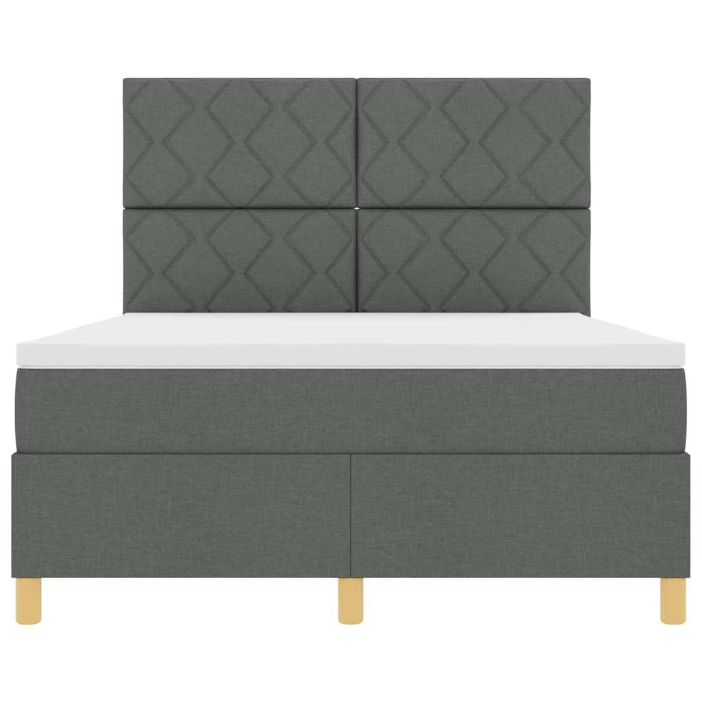 Box Spring Seng Med Madras Mørkegrå 140 X 200 Cm Stof - Billede 9