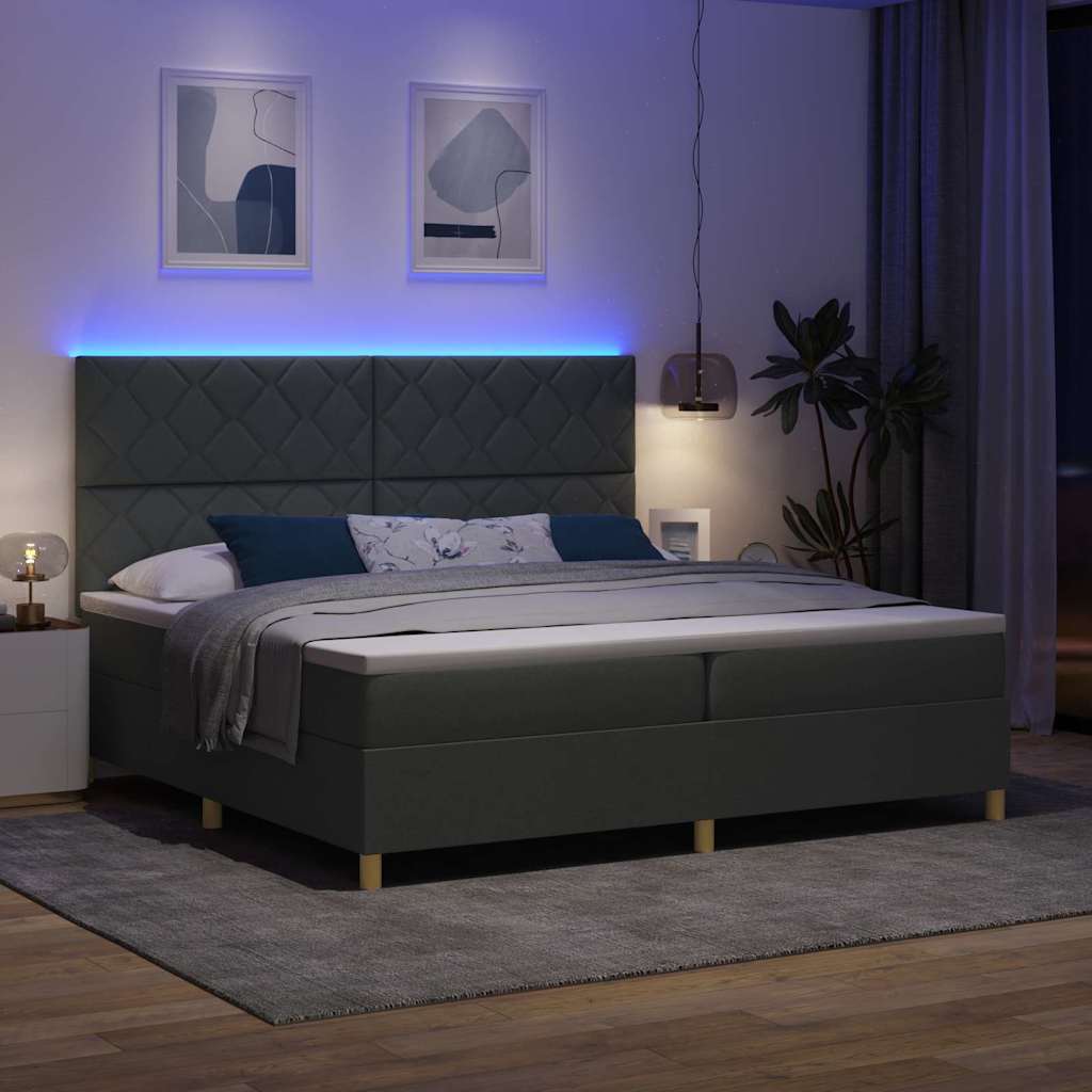 Box Spring Seng Med Madras Mørkegrå 200 X 200 Cm Stof - Billede 6
