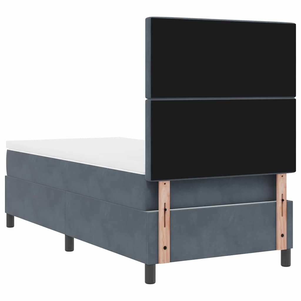 Box Spring Seng Med Madras Mørkegrå 90 X 200 Cm Fløjl - Billede 10