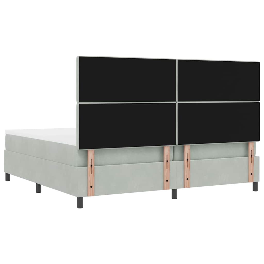 Box Spring Seng Med Madras Lysegrå 200 X 200 Cm Fløjl - Billede 11
