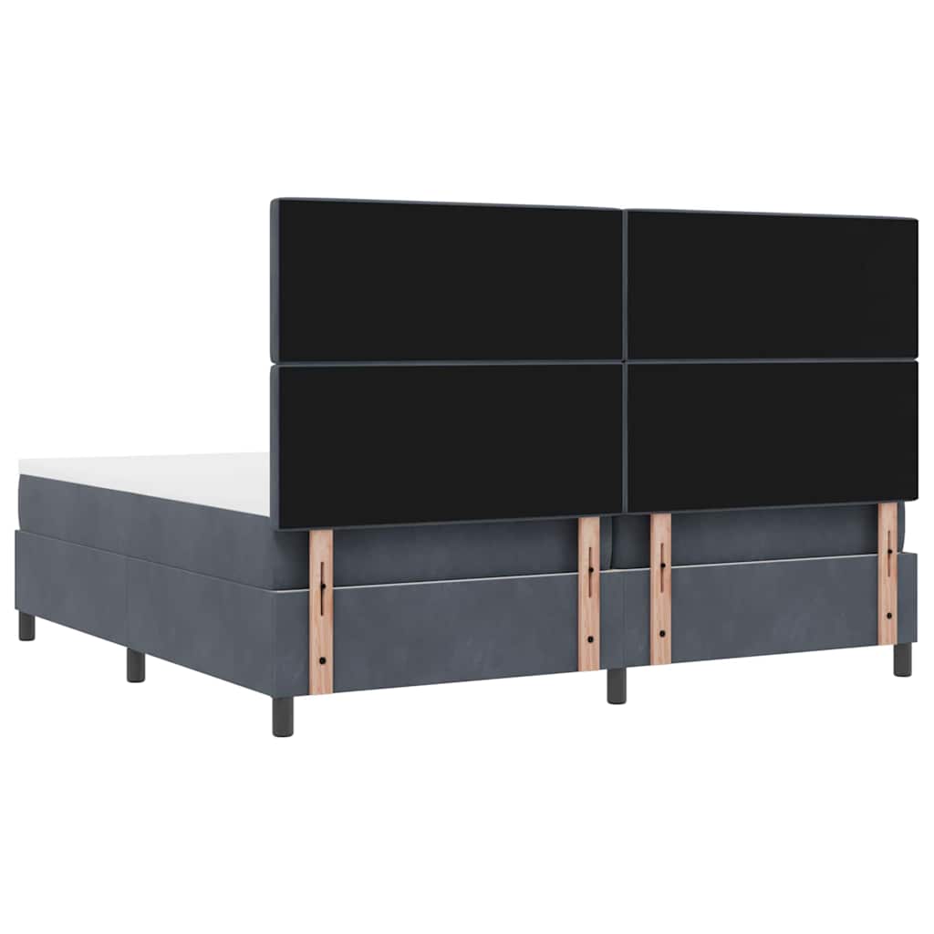 Box Spring Seng Med Madras Mørkegrå 200 X 200 Cm Fløjl - Billede 9