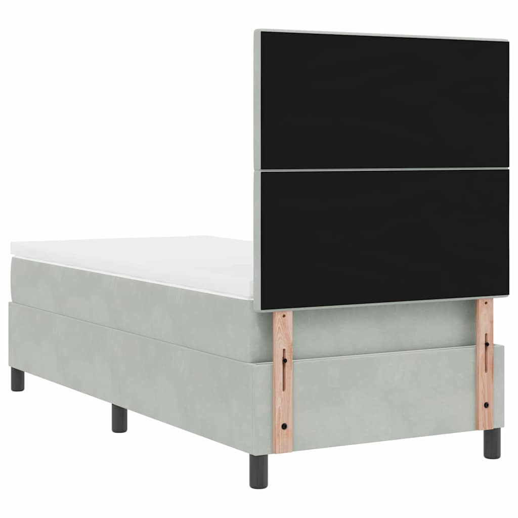 Box Spring Seng Med Madras Lysegrå 100 X 200 Cm Fløjl - Billede 11
