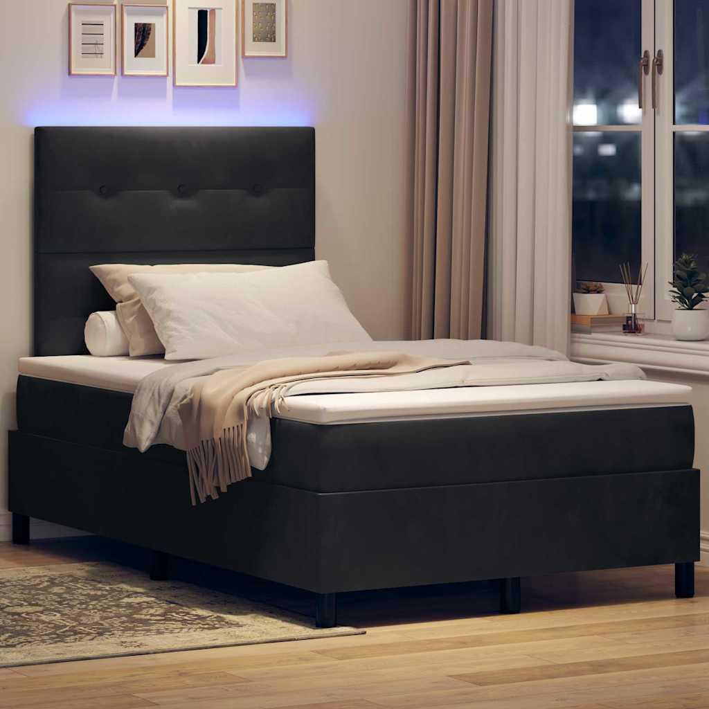 Box Spring Seng Med Madras Sort 120 X 190 Cm Fløjl - Billede 5