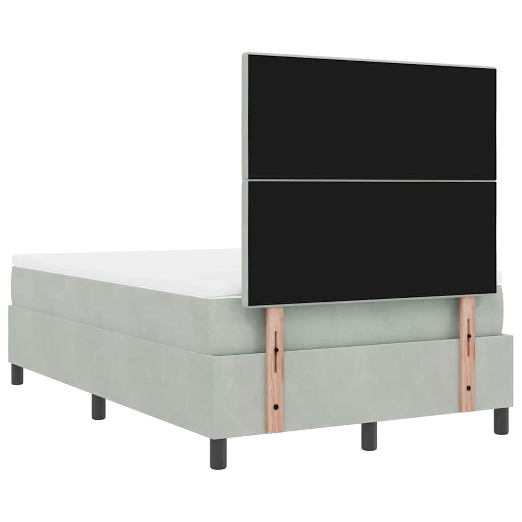 Box Spring Seng Med Madras Lysegrå 120 X 200 Cm Fløjl - Billede 11