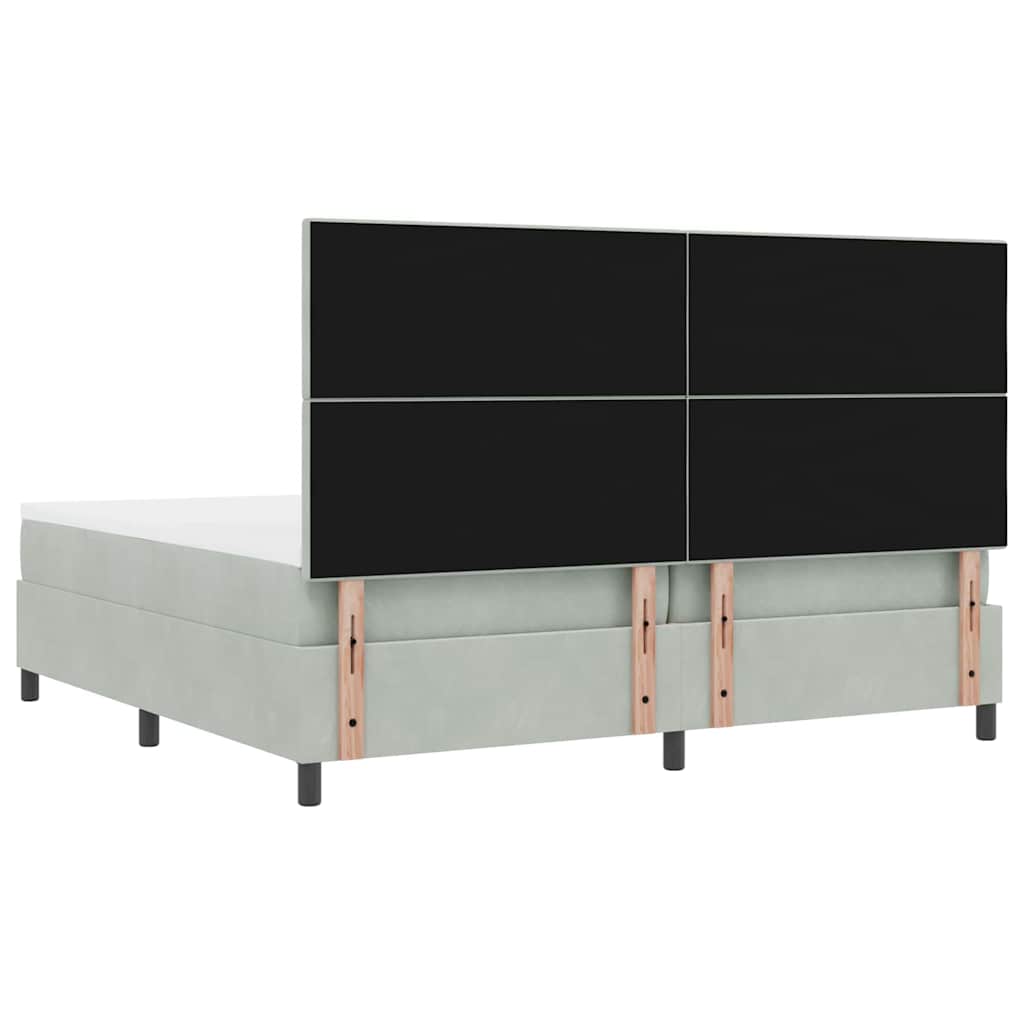 Box Spring Seng Med Madras Lysegrå 200 X 200 Cm Fløjl - Billede 11