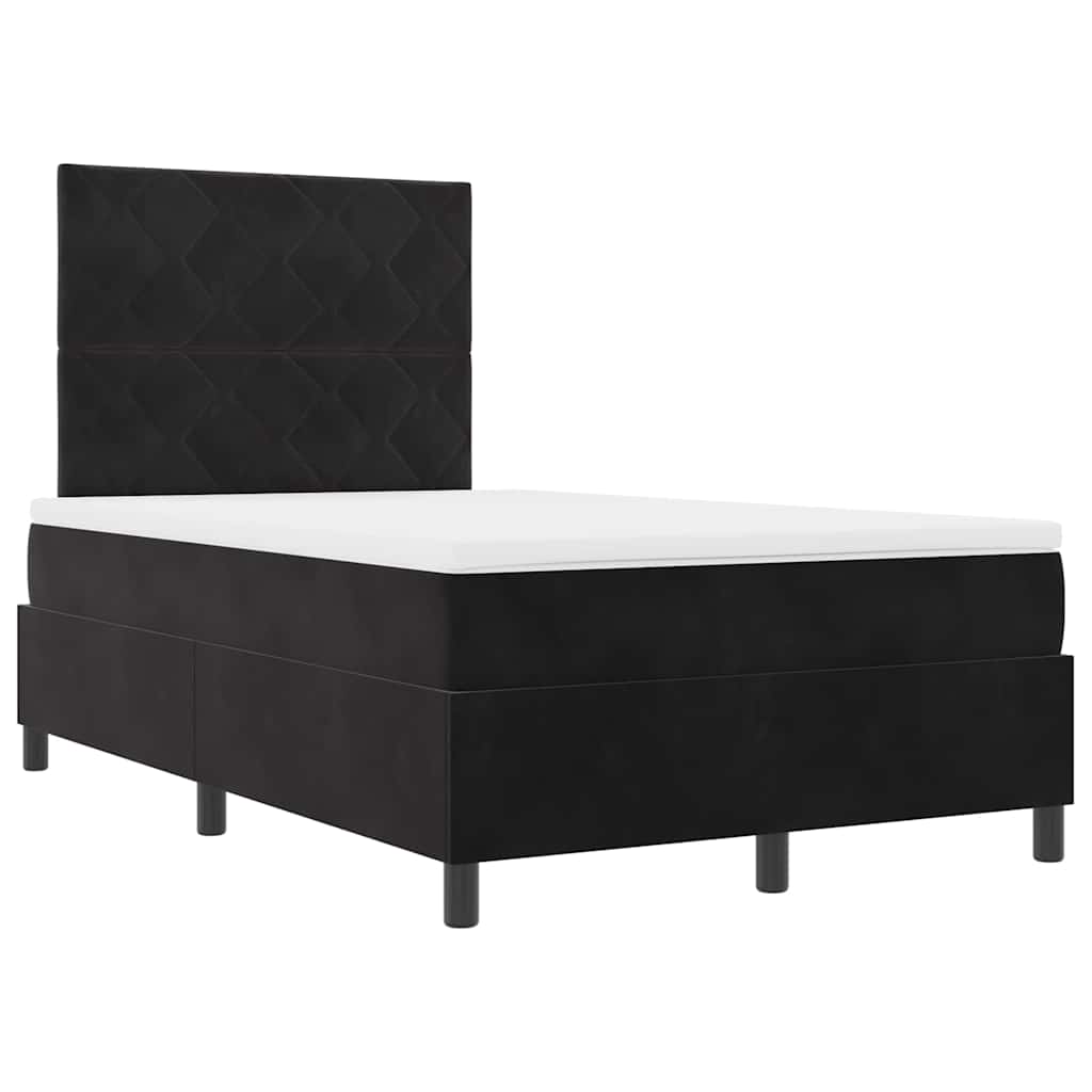 Box Spring Seng Med Madras Sort 120 X 190 Cm Fløjl - Billede 2