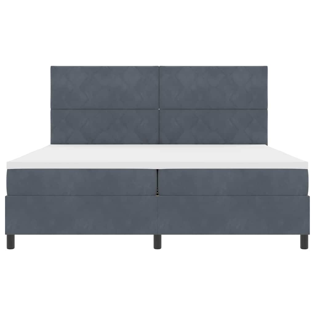 Box Spring Seng Med Madras Mørkegrå 200 X 200 Cm Fløjl - Billede 8