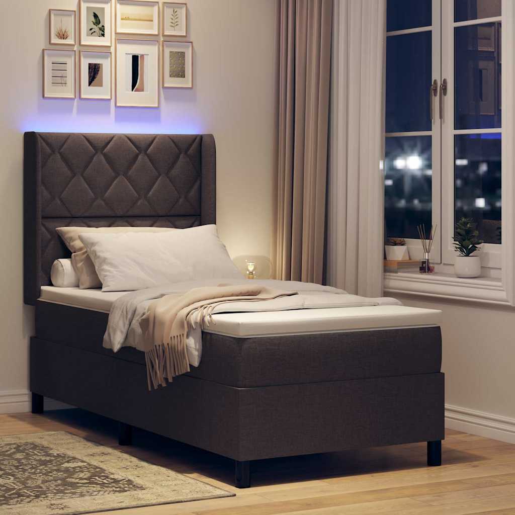 Box Spring Seng Med Madras Mørkebrun 100 X 200 Cm Stof - Billede 6