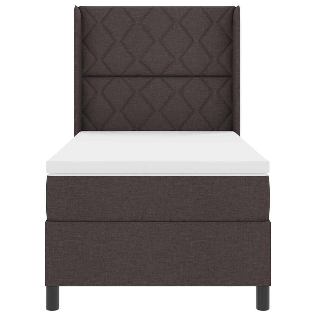 Box Spring Seng Med Madras Mørkebrun 100 X 200 Cm Stof - Billede 8