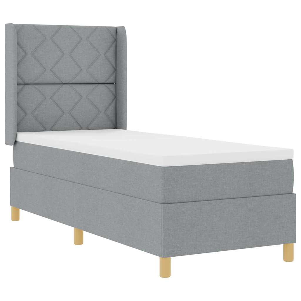 Box Spring Seng Med Madras Lysegrå 80 X 200 Cm Stof - Billede 2