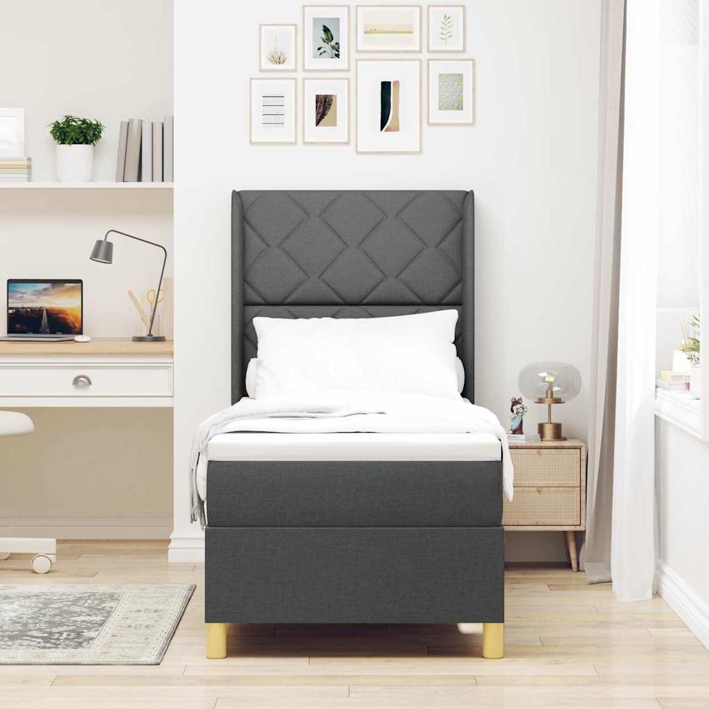 Box Spring Seng Med Madras Grå 80 X 200 Cm Stof - Billede 5