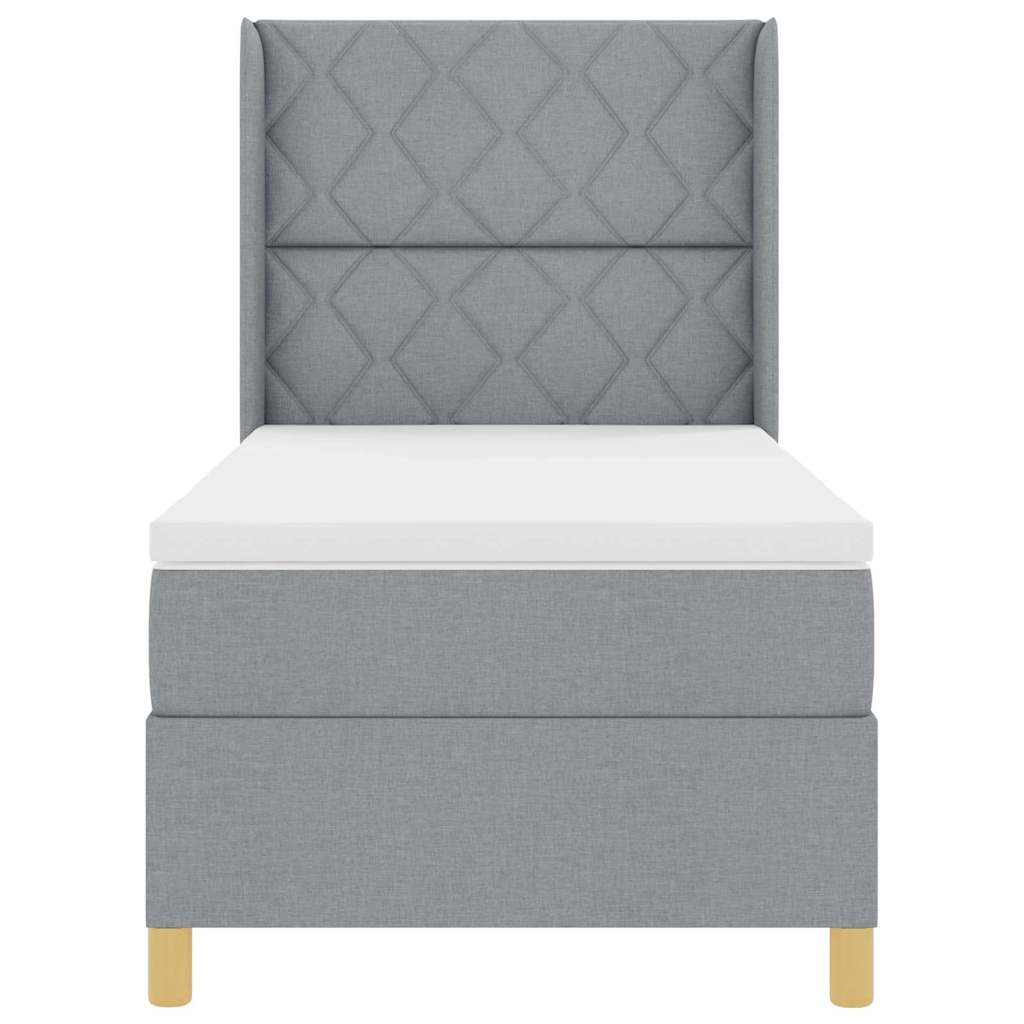 Box Spring Seng Med Madras Lysegrå 90 X 190 Cm Stof - Billede 9