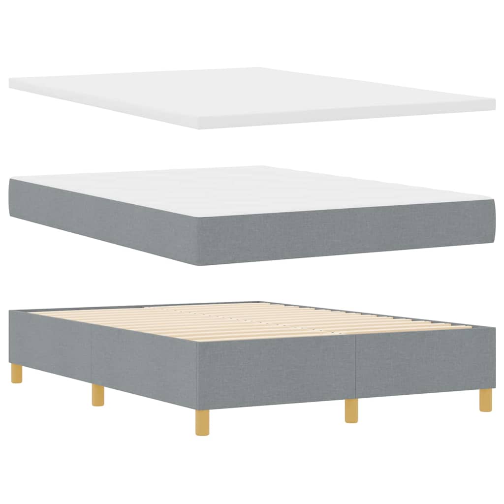 Box Spring Seng Med Madras Lysegrå 140 X 200 Cm Stof - Billede 6