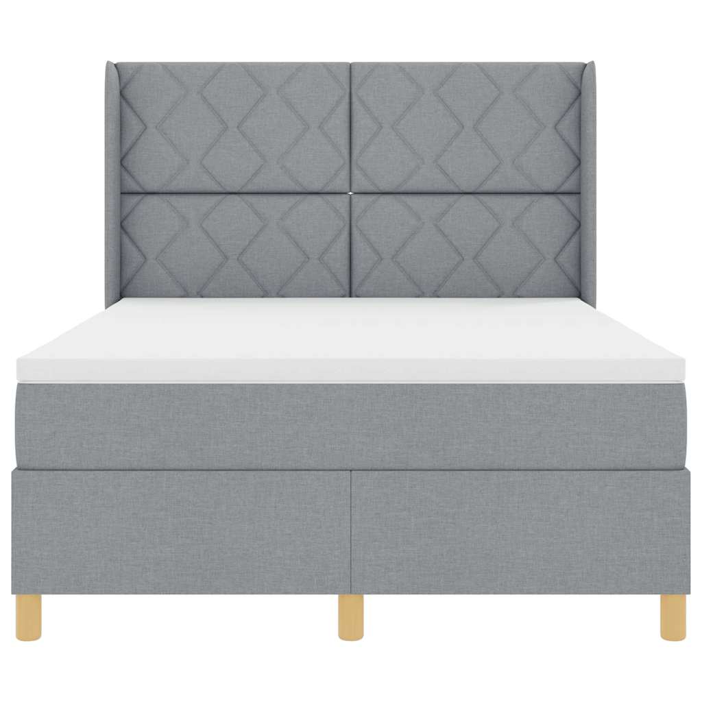 Box Spring Seng Med Madras Lysegrå 140 X 200 Cm Stof - Billede 8