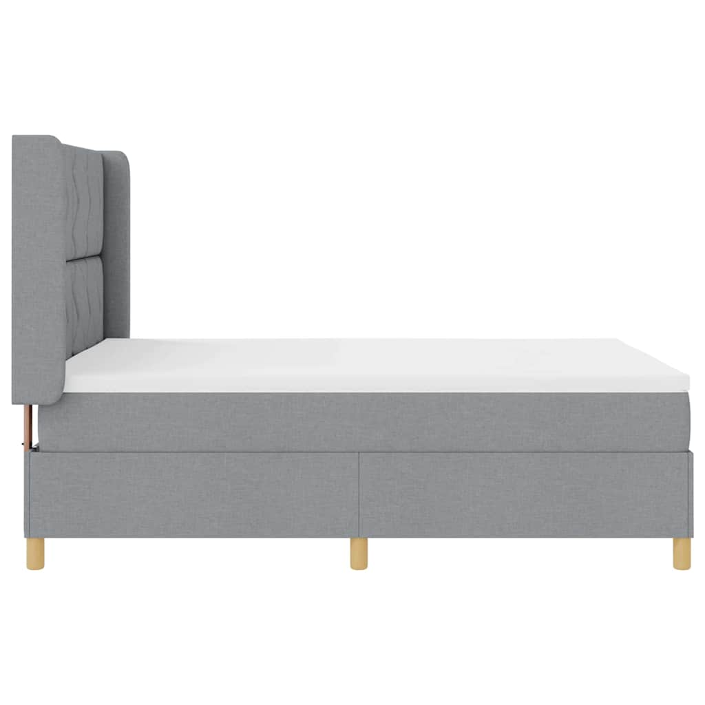 Box Spring Seng Med Madras Lysegrå 140 X 200 Cm Stof - Billede 9