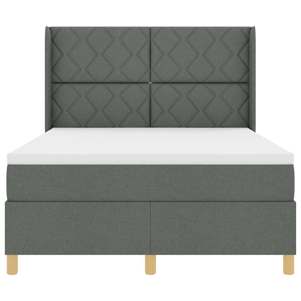 Box Spring Seng Med Madras Grå 140 X 200 Cm Stof - Billede 9