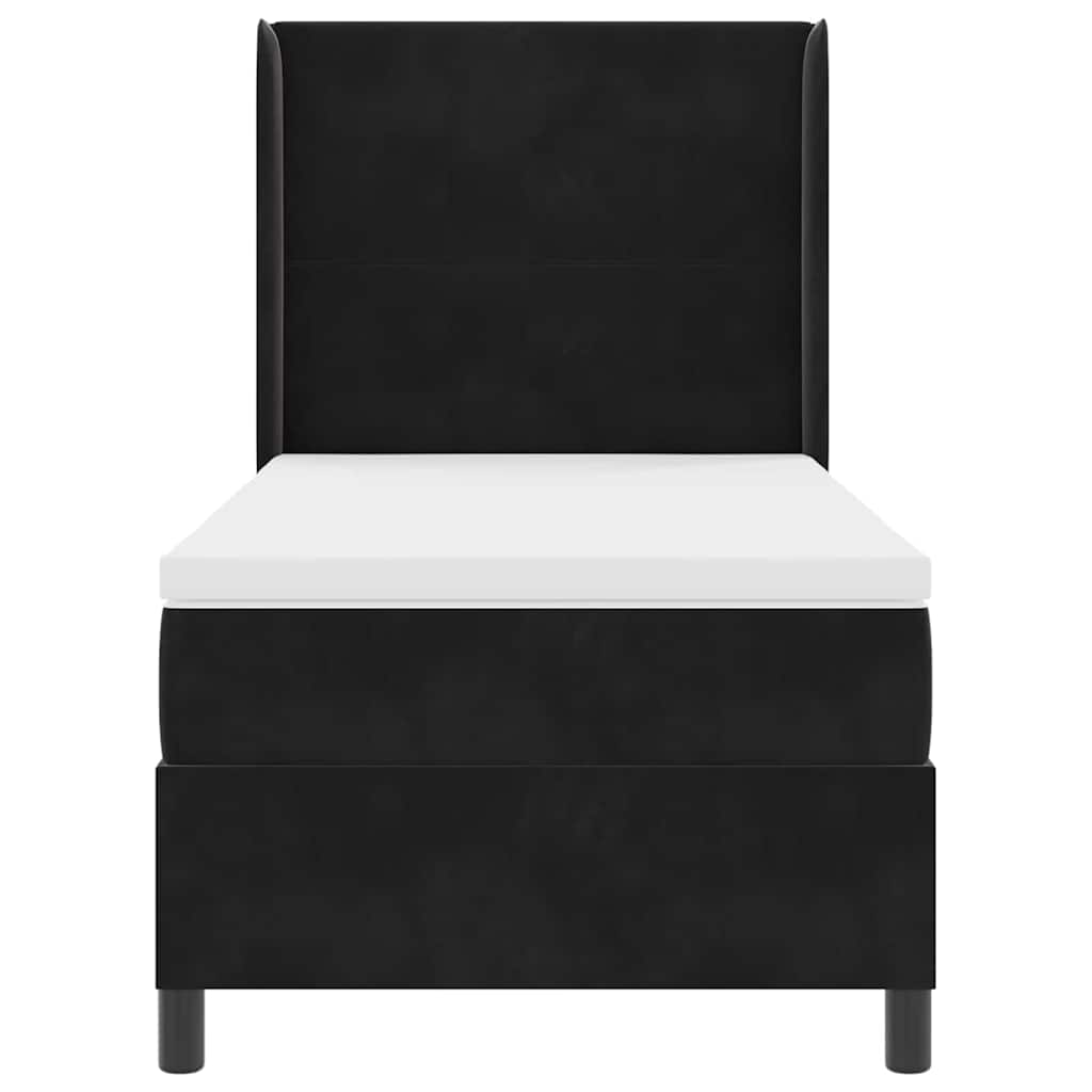Led Boxspring Seng Med Madras Sort 100 X 200 Cm Fløjl - Billede 9