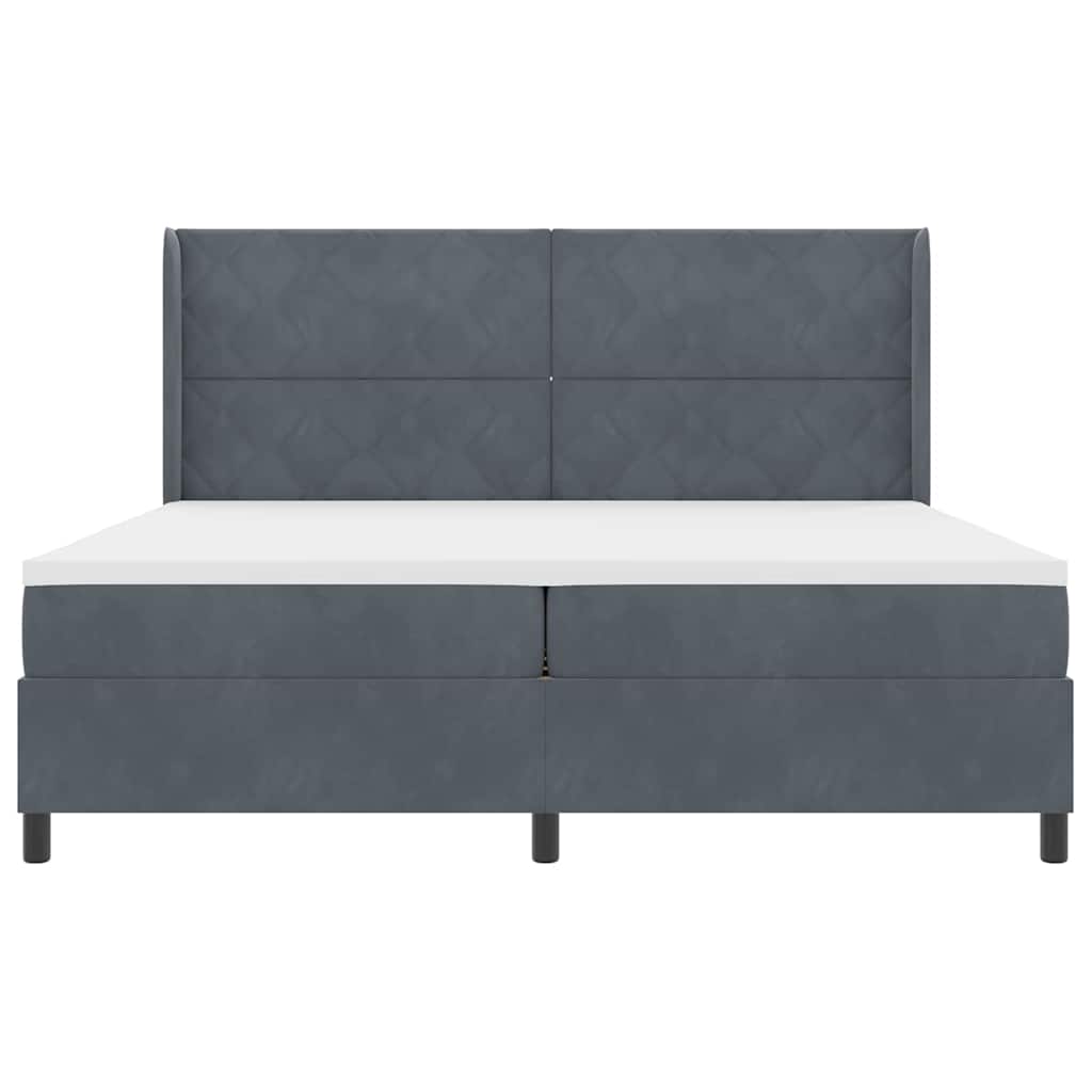 Led Boxspring Seng Med Madras Mørkegrå 200 X 200 Cm Fløjl - Billede 8