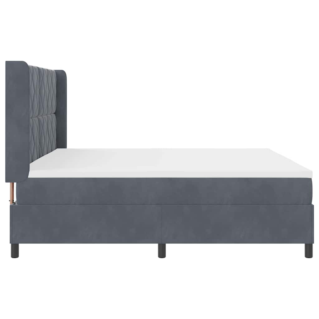 Led Boxspring Seng Med Madras Mørkegrå 200 X 200 Cm Fløjl - Billede 9