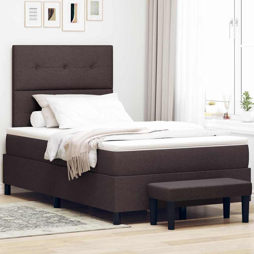 Box Spring Seng Med Madras Mørk Brun 120 X 190 Cm Stof - Hovedbillede