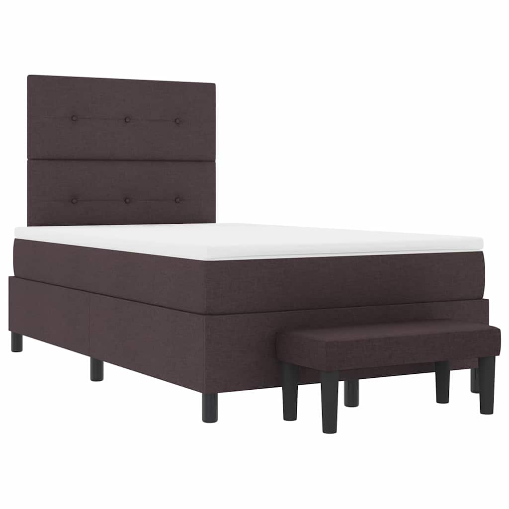 Box Spring Seng Med Madras Mørk Brun 120 X 190 Cm Stof - Billede 5